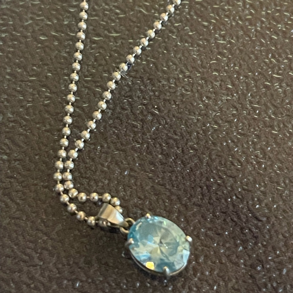 Blue Topaz and 925 1/4” Pendant, 18” 925 Chain, and Size 6 925 Topaz Ring